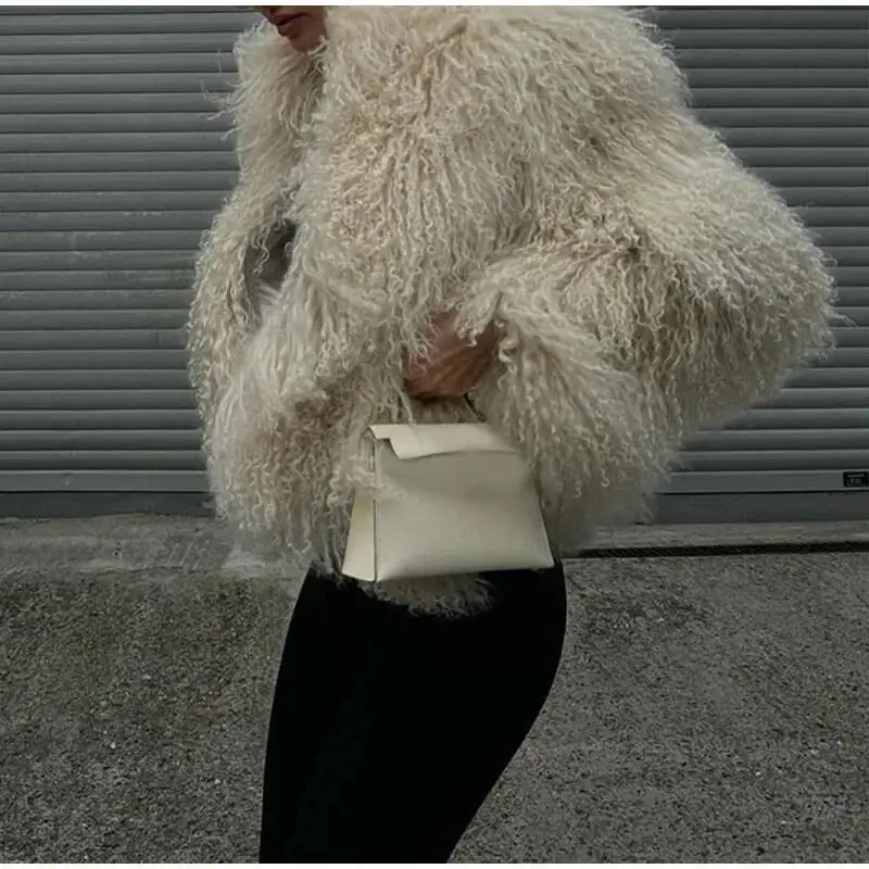

Color Elegant Solid Short Fur Coat Fashionable Women's Winter Warm Long Sleeve Coat