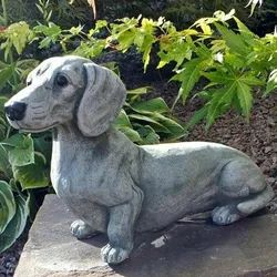 Garden Decoration Dog Resin Decoration Dachshund Sculpture Home Ornaments Statue  Handicraft Flower Pot Accessories Garden Deco