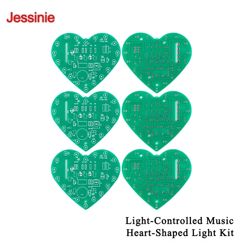 5Pcs/1pc Light-Controlled Music Heart-Shaped Light Kit 18 LED Color Lights Control DIY Instructional Training Soldering