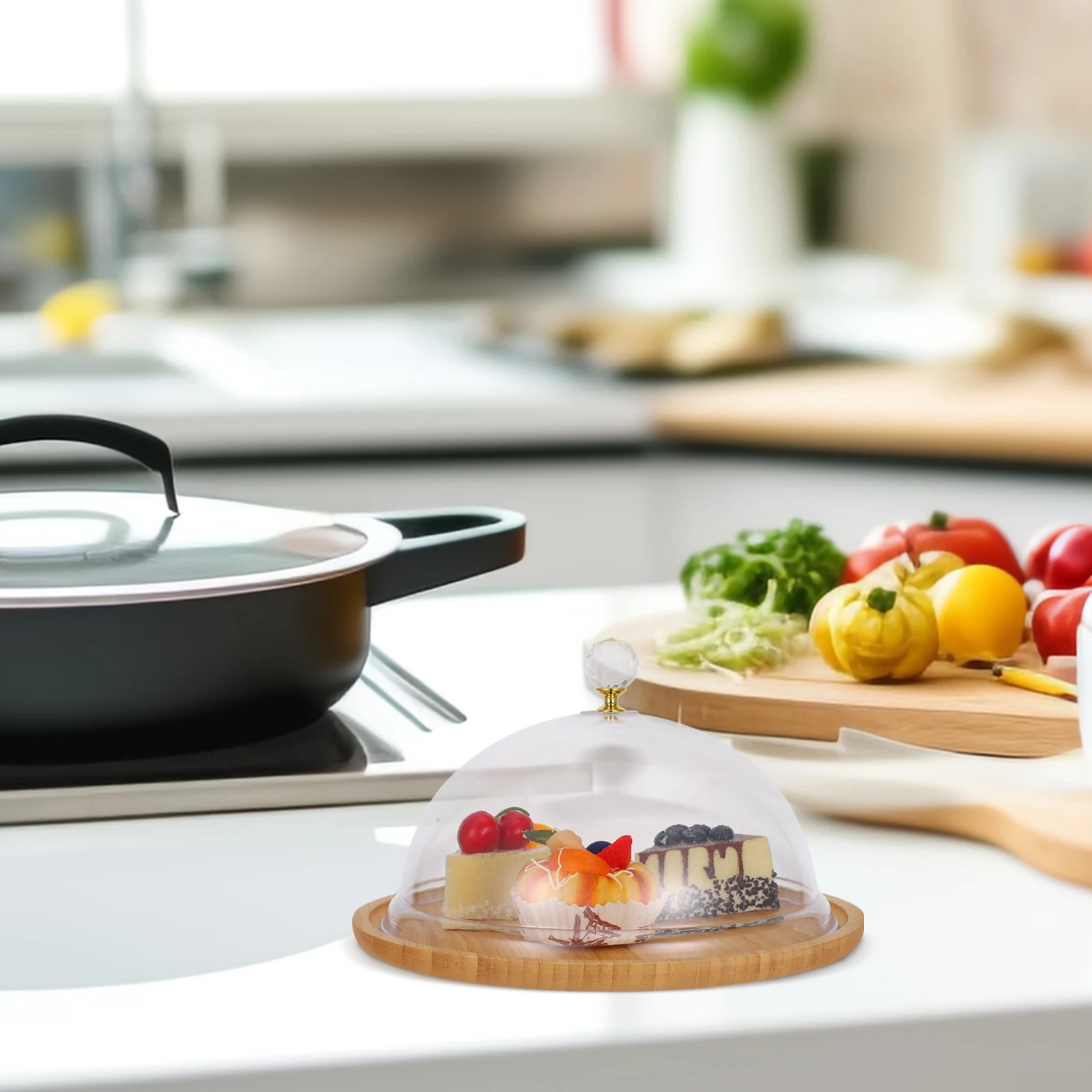 

Clear Acrylic Cake Stand Tall Dome Cover Kitchen Dining Room Dessert Pastry Cheese Food Display Transparent Food Cover