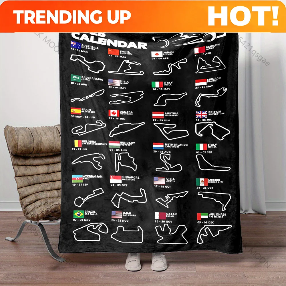 Customize Multi Size Formula Racing Track Print Warm Comfortable Blanket Home Travel Camping Picnic for Adults and Kids Luxury G