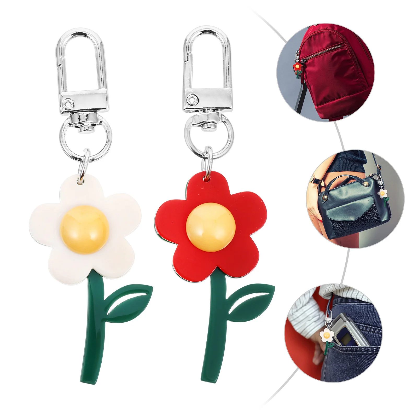 

8Pcs Flower Key Rings Chic Delicate Pendant Decorations for Keys Bags Car Luggage Stylish Hanging Key Chains Ornaments