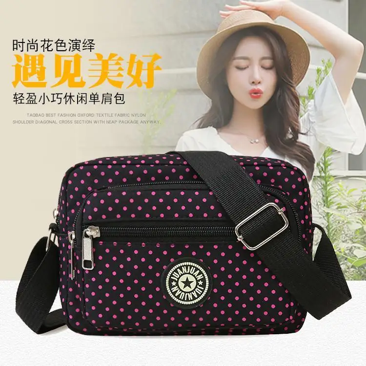 Fashion Polka Dot Multicolor Printed Canvas Women\'s Crossbody Bag Trend Shoulder Bag Nylon Leisure Messenger Bag