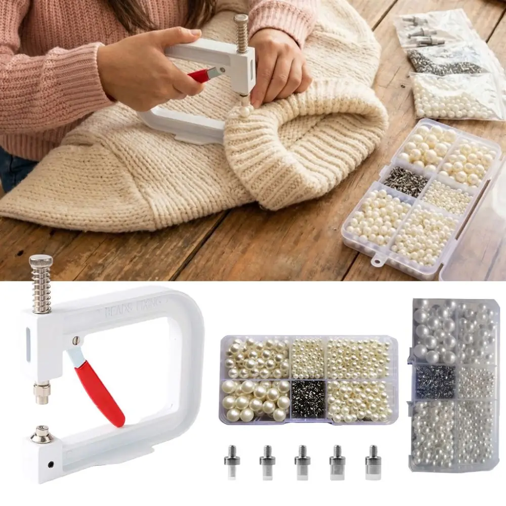 4-10mm Perlen-Setzmaschine Set DIY Handwerk Runde Perlen Nieten-Fixiermaschine 4-Klauen-Nieten