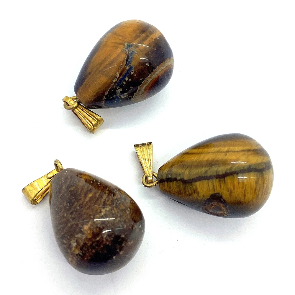 15x24mm 1pcs Natural StoneTiger Eye Stone Pendant Teardrop Pendant for Jewelry Making DIY Earring Accessories Fit Necklaces