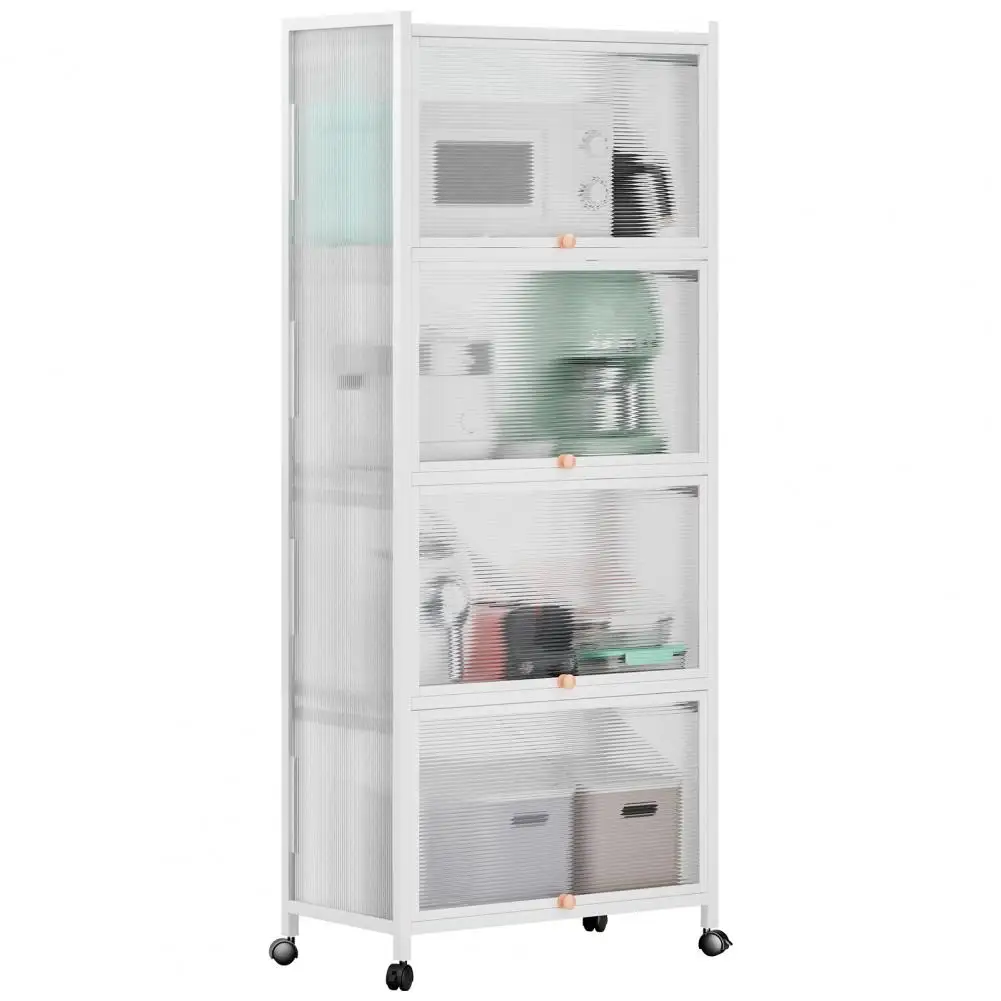 5 Tiers Pantry Storage Cabinet, Kitchen Bakers Rack with Visible Doors, Kitchen Pantry Storage Cabinet, Microwave Storage Rack,