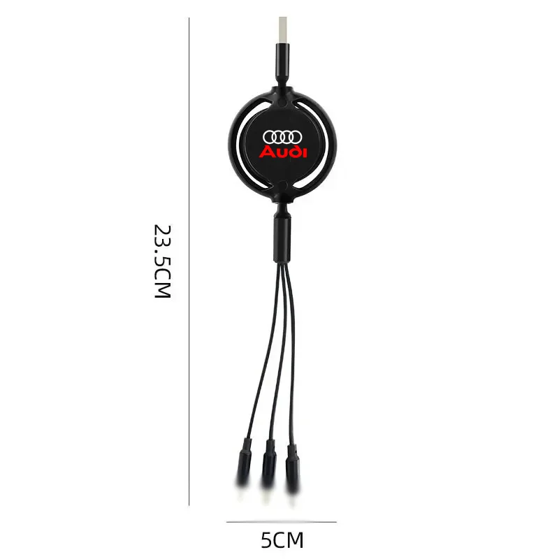 Fast Charing Data Cable 100W Multifunctional 3 in 1 Data Cord For Audi Sline A3 A1 A4 B8 B7 A6 C7 A5 A7 A8 B9 B6 C6 Q2 Q3 Q5 Q7