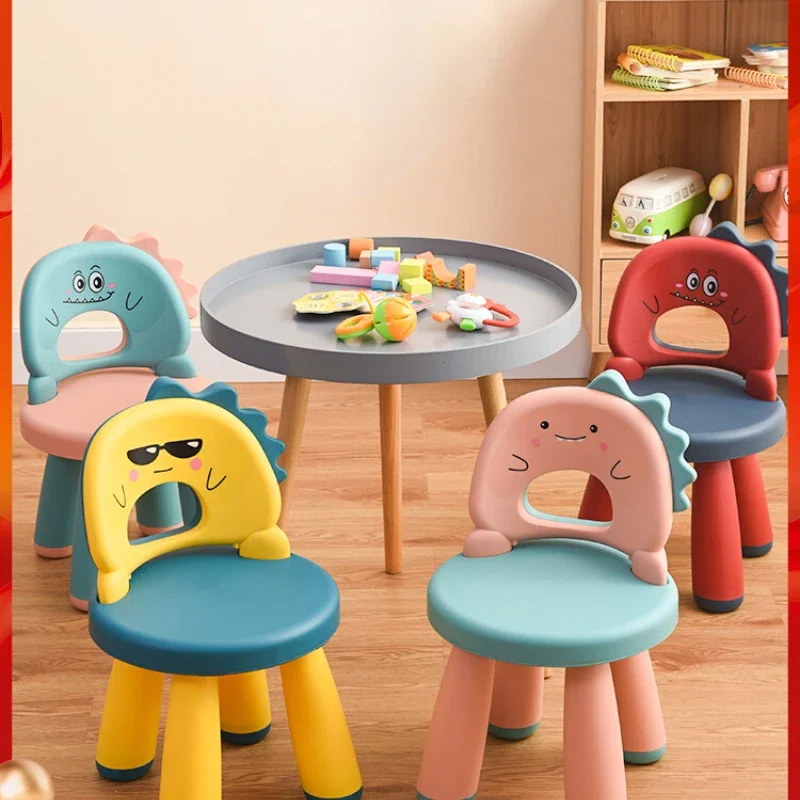 Cute Non - slip Small Bench, Children\'s Chair with  Backrest,  Plastic  Thickened Nursery Seat, Cartoon Furniture