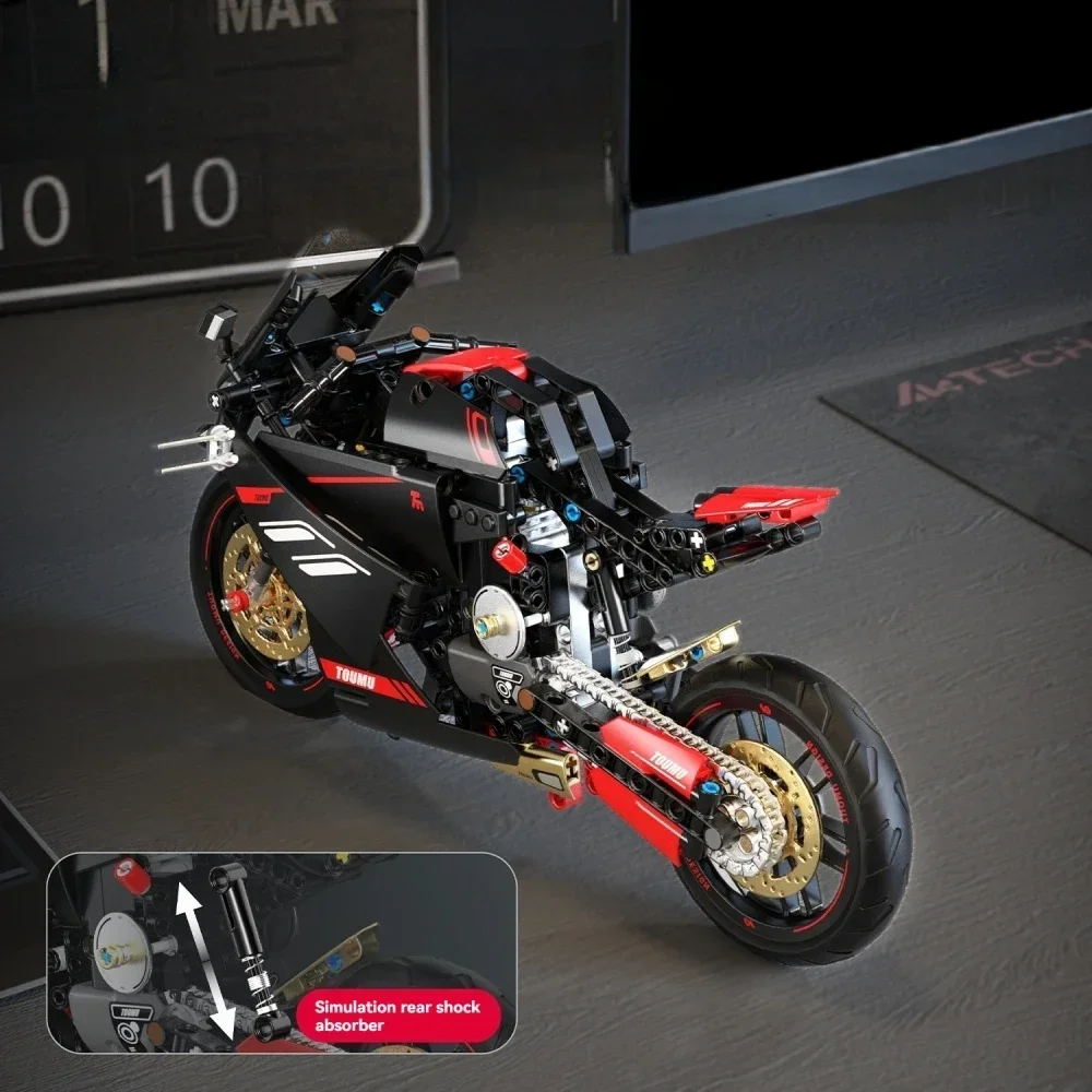 Technische motorfiets bouwstenen model racemotor bakstenen DIY bakstenen model kit voor kinderen volwassenen STEM educatief cadeau