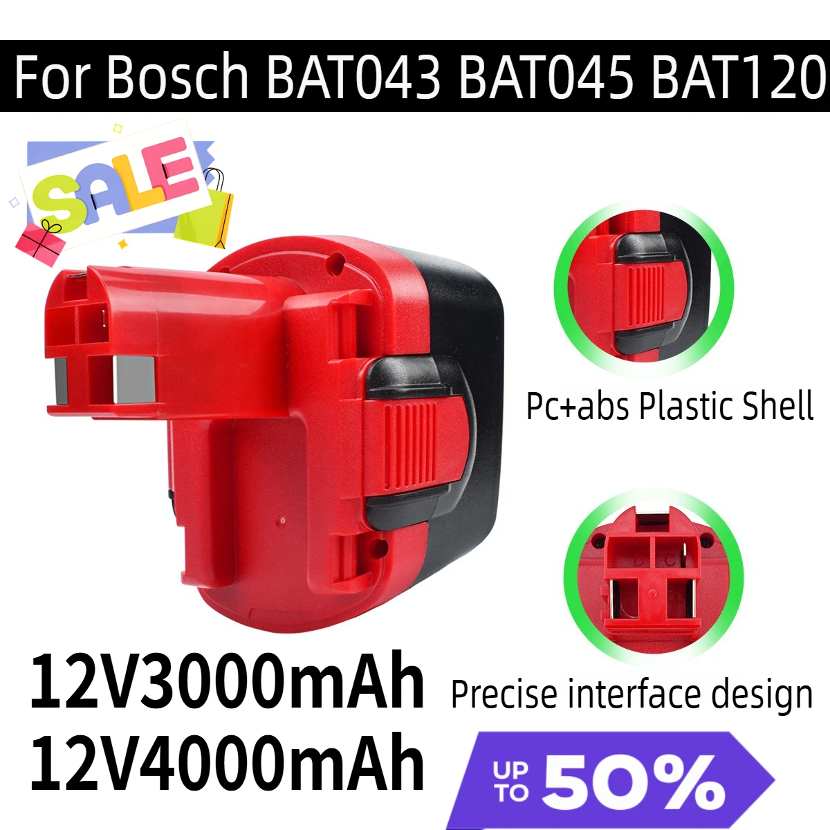 

Аккумулятор Ni-MH 12В 4000мАч BAT043 BAT045 BAT120, сменный, для дрели Bosch 12В GSR12VE-2 PSR12VE-2 2607335273