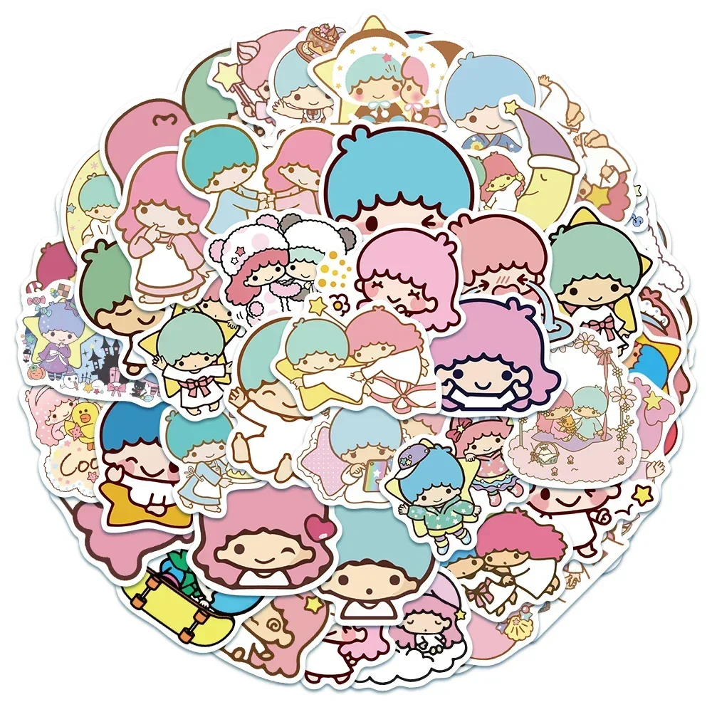 Kawaii Anime Graffiti naklejka śliczne małe bliźniacze gwiazdy naklejka na deskorolkę rower gitara Laptop wodoodporna naklejka zabawka dla dzieci prezent