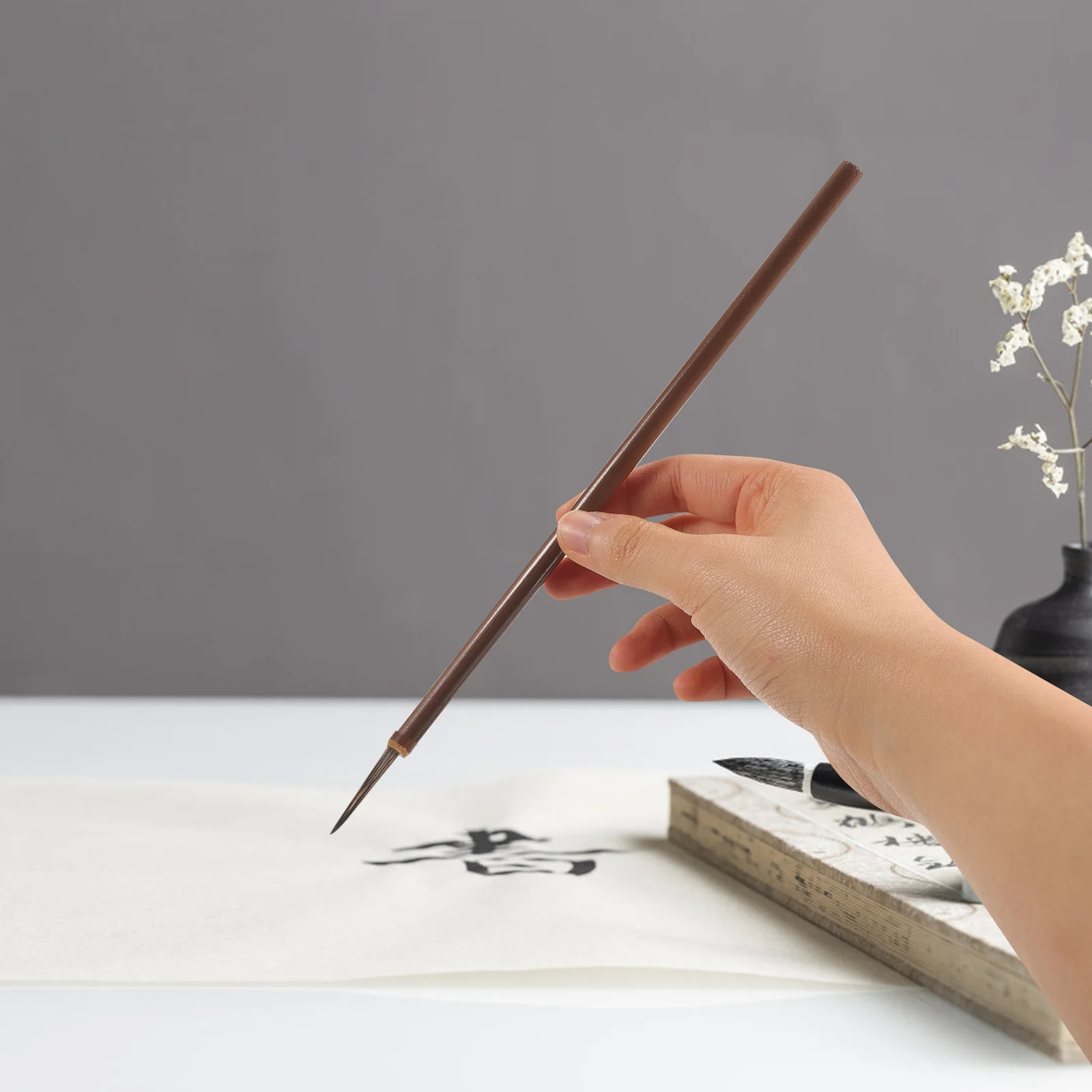 

3Pcs Traditional Chinese Calligraphy Brush Set Delicate Bristle Wood Handle for Beginners Students Kids Art Gift