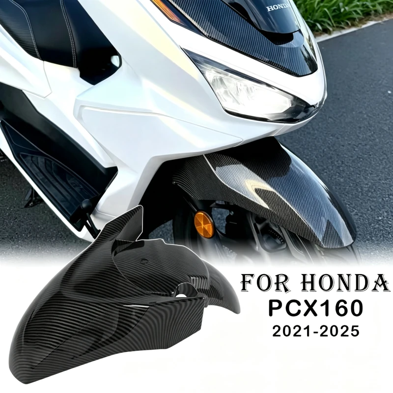 Motorcycle Front Fender Carbon Fiber Pattern Front Wheel Mudguard Water Splash Protection Cover For Honda PCX160 2021-2025 - view 2