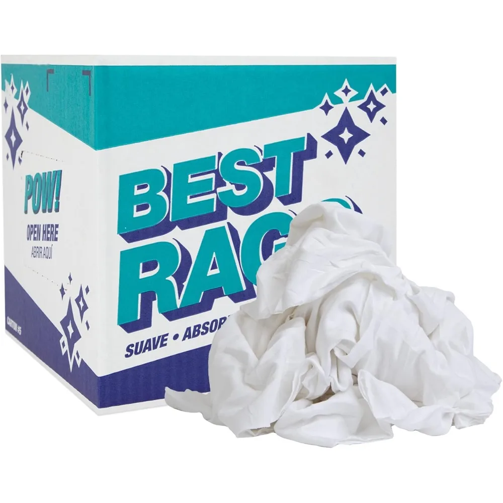 

Five Pound Box Soft Lint Free White Cotton Cleaning Rags Streak Scratch Free Polishing Painting Staining