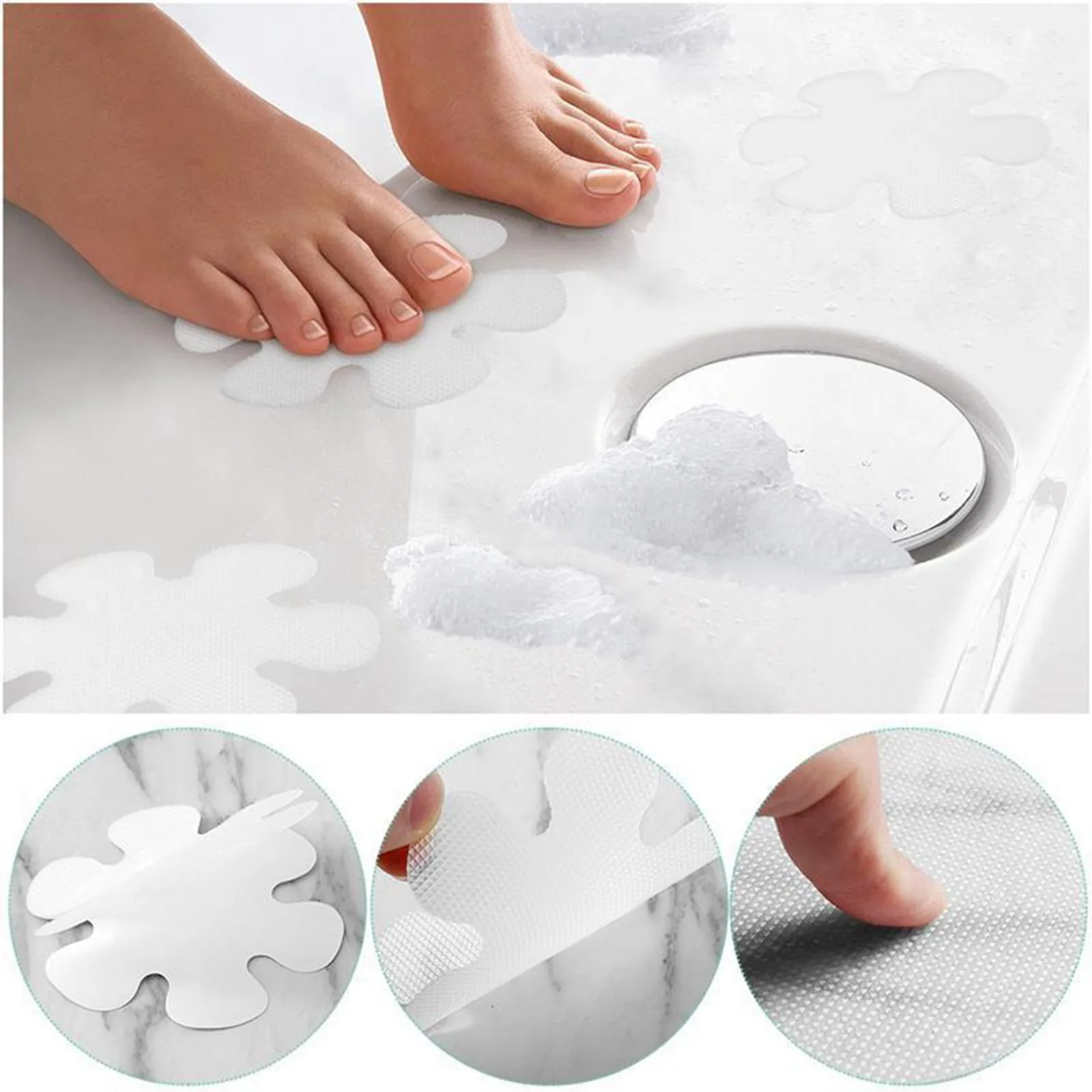 Non-Slip Bathtub Stickers Safety Bathroom Tubs Showers Treads Adhesive Decals Pure White Snowflake Shaped Bathroom Anti slip sti