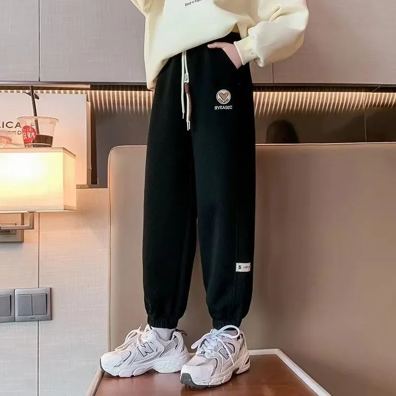 【2025 New】Stylish Girls' Athletic Pants & Sweatpants for Tween Girls, Spring Autumn Wear, Thermal Comfort, Original Wholesale