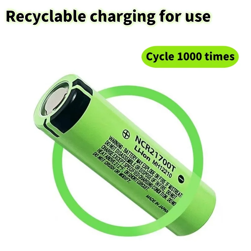 21700 3.7V 5000mAh flat top lithium-ion rechargeable battery, used for flashlight and car battery components