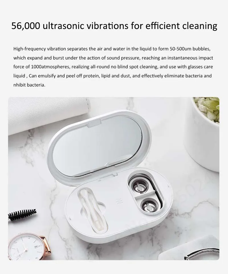 Xiaomi Eraclean Contact Lens Case Cleaning Box Portable Rechargeable Ultrasonic Automatic Cleaner Washer Eliminated Bacteria