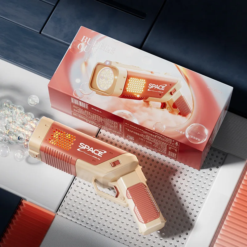 Electric Soap Bubble Rifle Children's Hand-Held Rocket Automatic Gatlin Bubble Gun Machine Bubble Bathroom Outdoor Kids Toy Gift