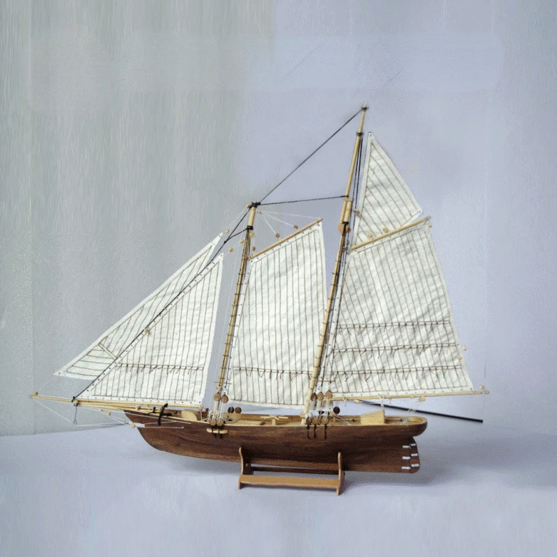 1/120 DIY Wooden Assembly Sailboat Model Kit Classic Sailboat Laser Cutting Technology Puzzle Toy