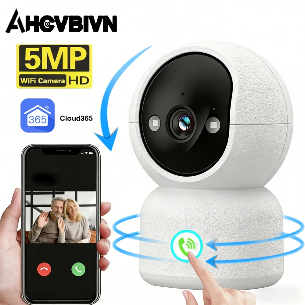 

Cloud365 5MP One-touch Call Indoor Baby Monitor WiFi 360° PTZ Camera Auto Tracking Color Night Vision IP CCTV Surveillance Cam