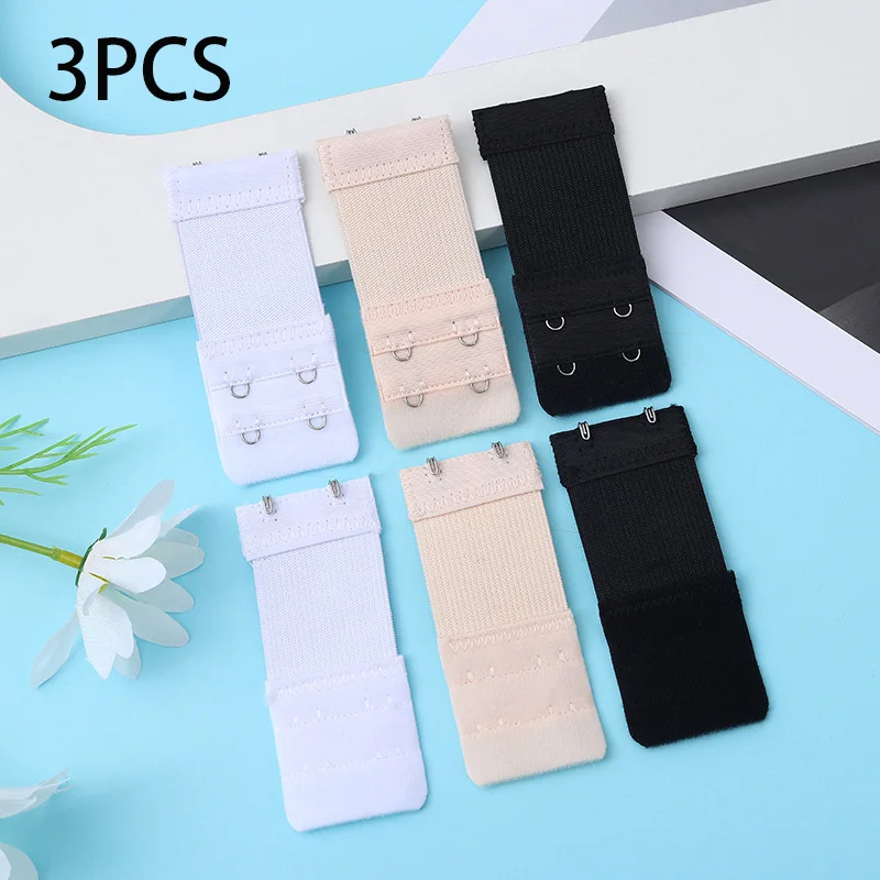 3pcs Bra Extension Strap Extenders for Women Adjustable Belt Buckle Elastic Bra Extension Strap Hook Clip Intimates Accessories