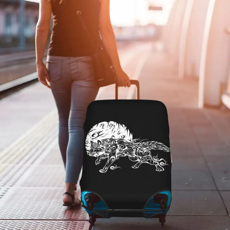 Wolf moon animal pattern Fashion Travel Suitcase Protective Cover Luggage Protective Cover Suitable for 18-32 Inch Suitcases DIY