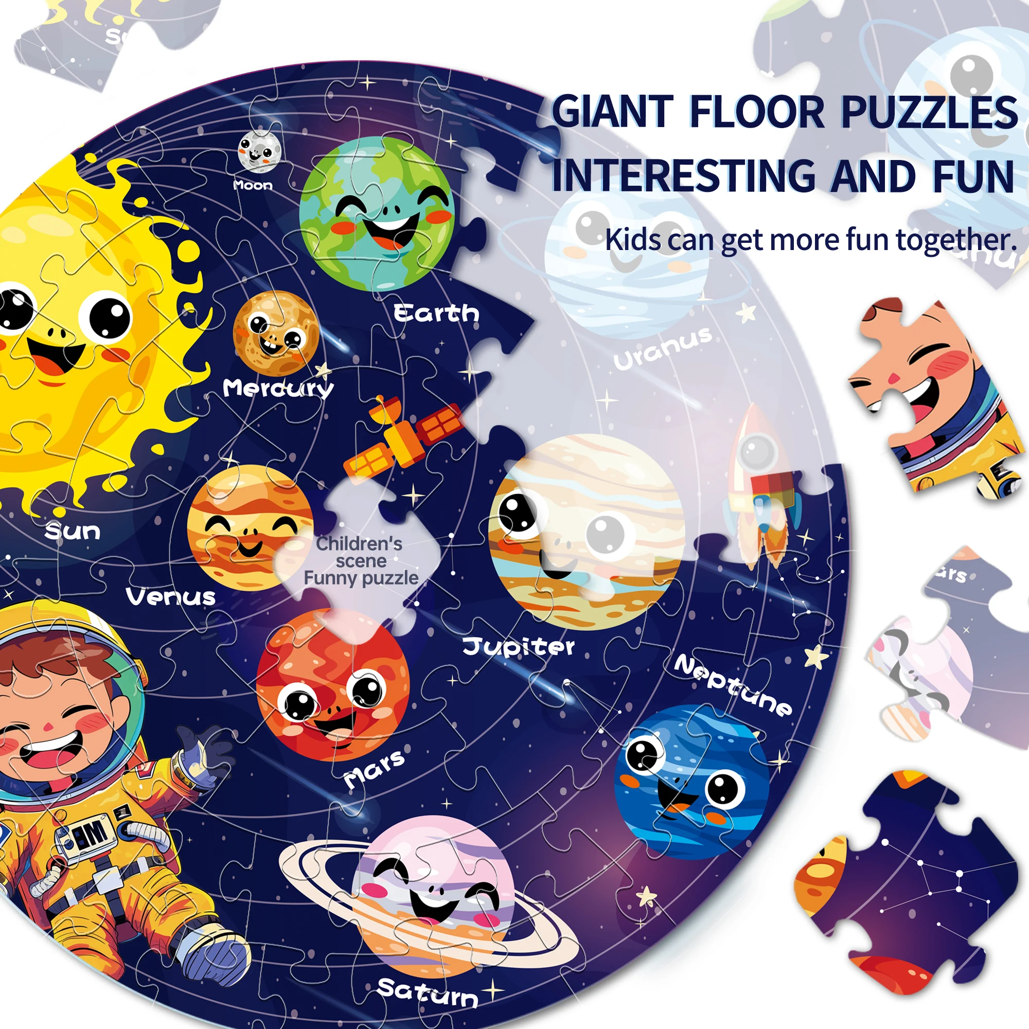 Lustige leuchtende Puzzles für Kinder, 70-teiliges kreatives Bodenpuzzles, frühes pädagogisches Lernspielzeug für Kinder ab 3 Jahren, Jungen und Mädchen