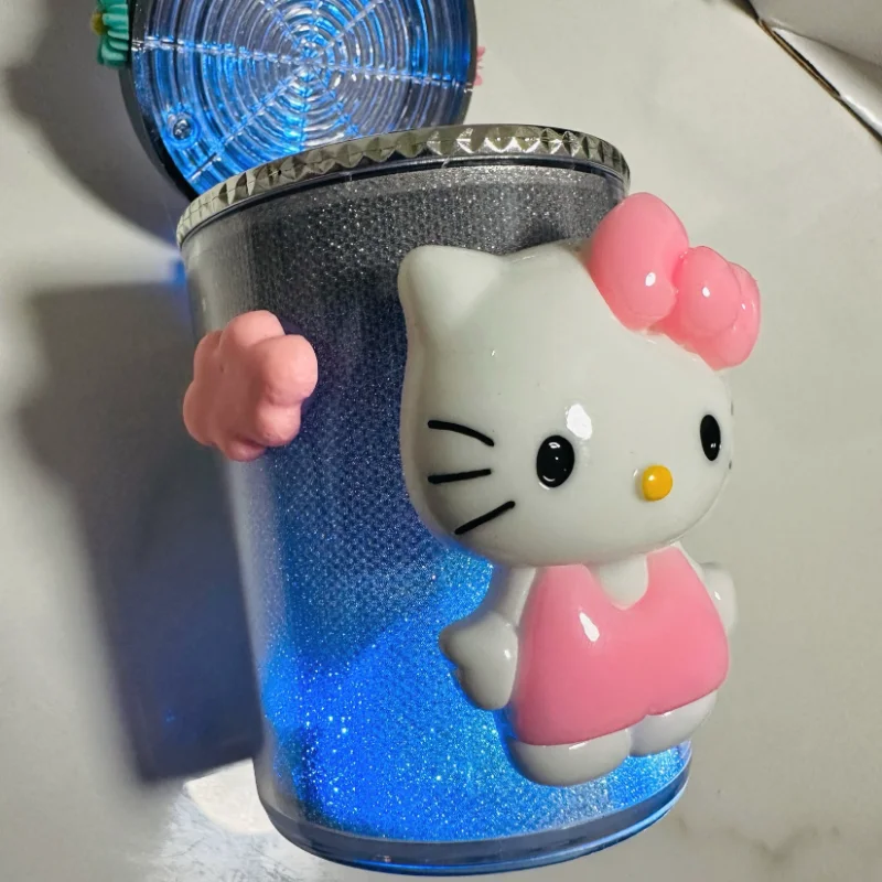 Kawaii Sanrio Hello Kitty Personality Led Light-Up Car Ashtray with Cover Cartoon Car Decoration for Men and Women Holiday Gift - view 3