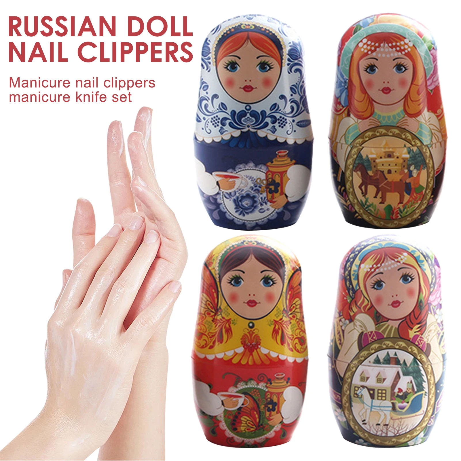 Creative Nail Clipper Set Russian Nesting Doll Style Nail Clipper Kit Manicure Nail Polishing Shaping Trimming Tools Nail Tools