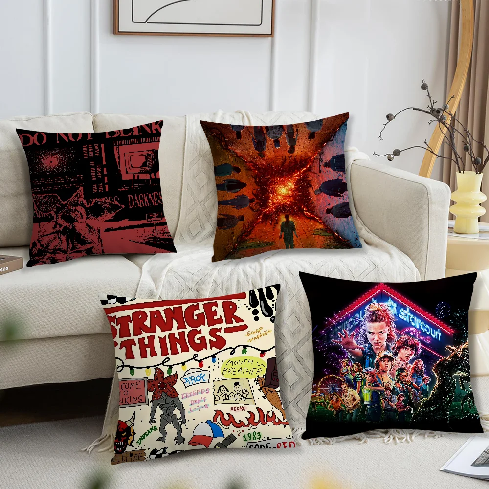 Hot TV S-Stranger T-Things Pillow Case Soft Cushion Cases for Farmhouse Sofa Decor Home Decorations and Protector