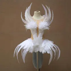 Custom White Swan Feather Carnival Costumes Princess Cosplay Fashion Show Black Swan Feather Dress Women Dance Performance Wings