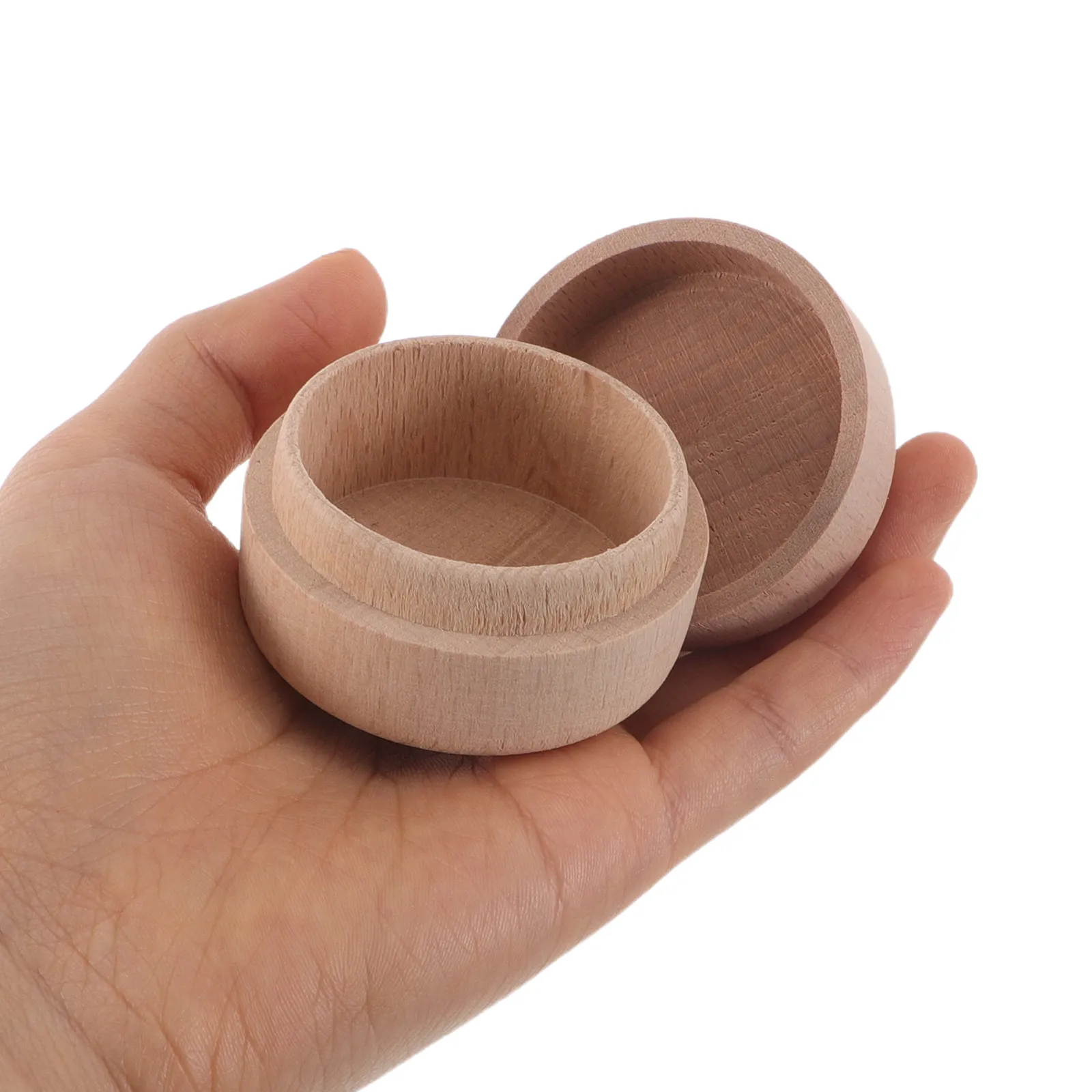 

Набор из 2 деревянных шкатулок для украшений: круглые мини-органайзеры для колец, серег, для помолвки, свадьбы, путешествий, хранения