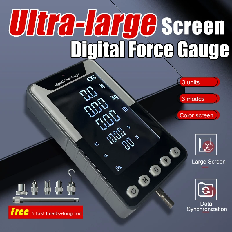 Digital Force Gauge Gun Push Pull Gauge Tester Portable Force Meter with Big Screen