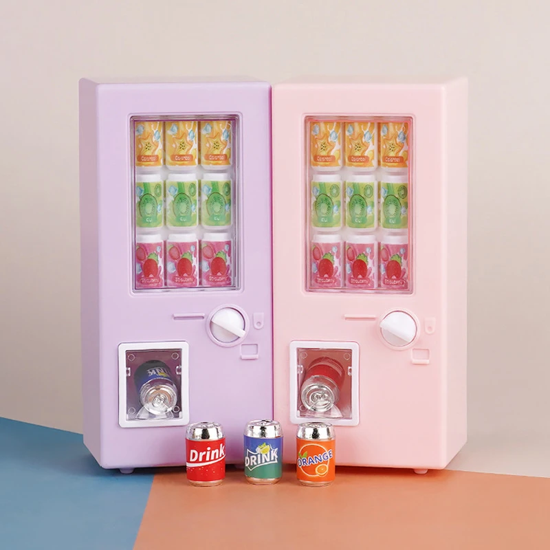 1 set 1:12 macchina per bevande in miniatura casa delle bambole lattine per bevande modello supermercato arredamento giocattolo accessori per casa delle bambole