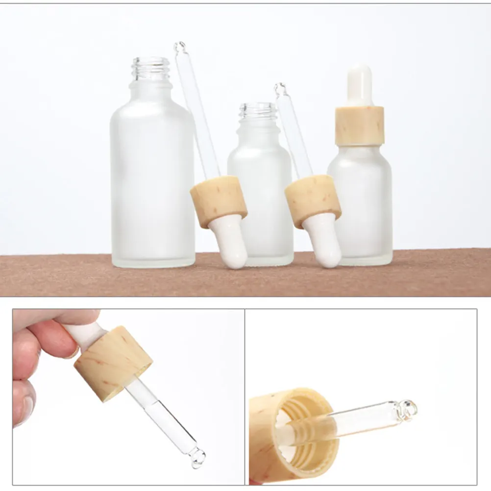 5Pcs Premium Dropper Bottles 20Ml Frosted Glass Refillable Cosmetics Bottles for Travel Toiletries Subpackaging Lotion Serum