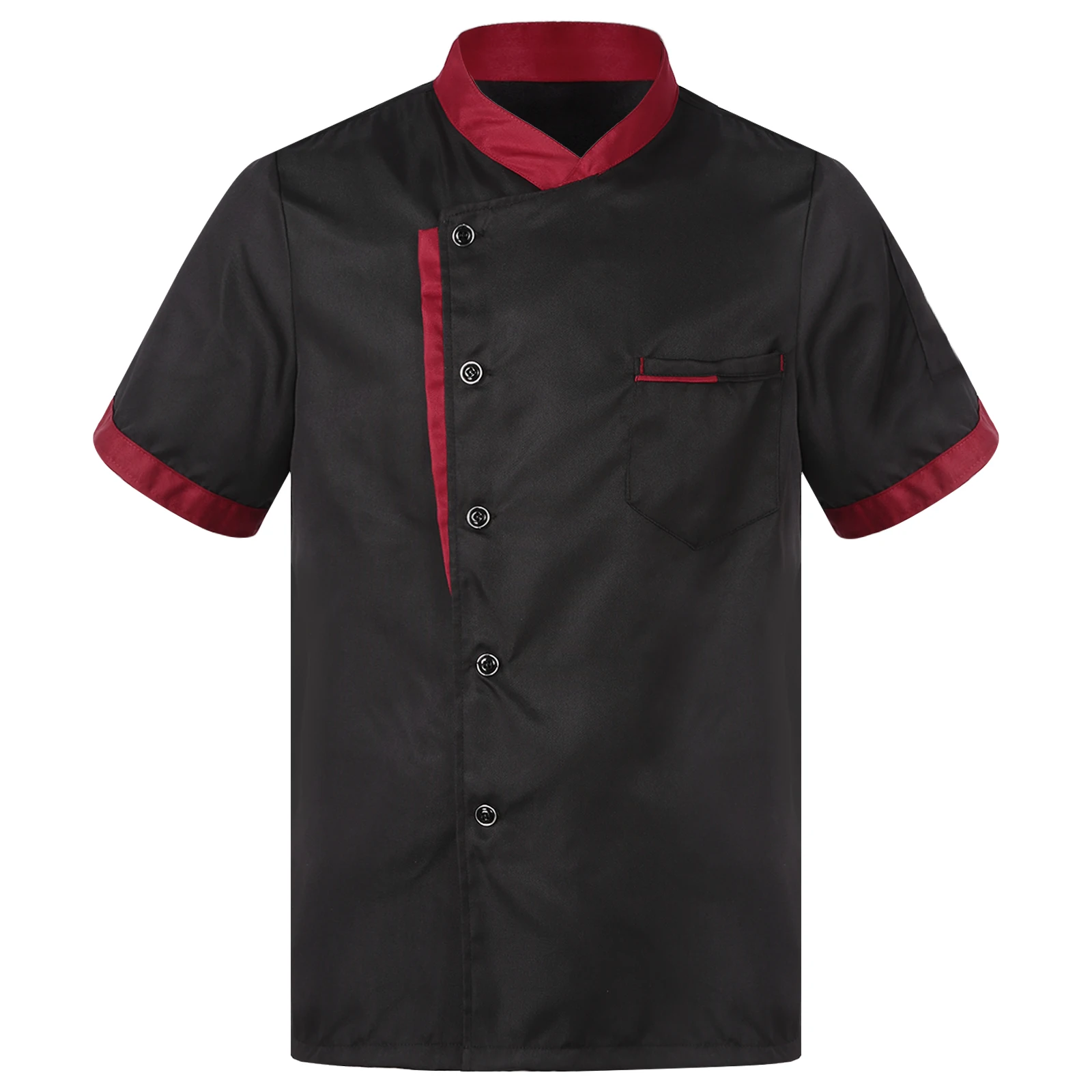 Abrigo de Chef de manga corta Unisex para hombre y mujer, chaqueta de cocinero con botones, camisa, uniforme de cocina para restaurante y Hotel, disfraces de cocina