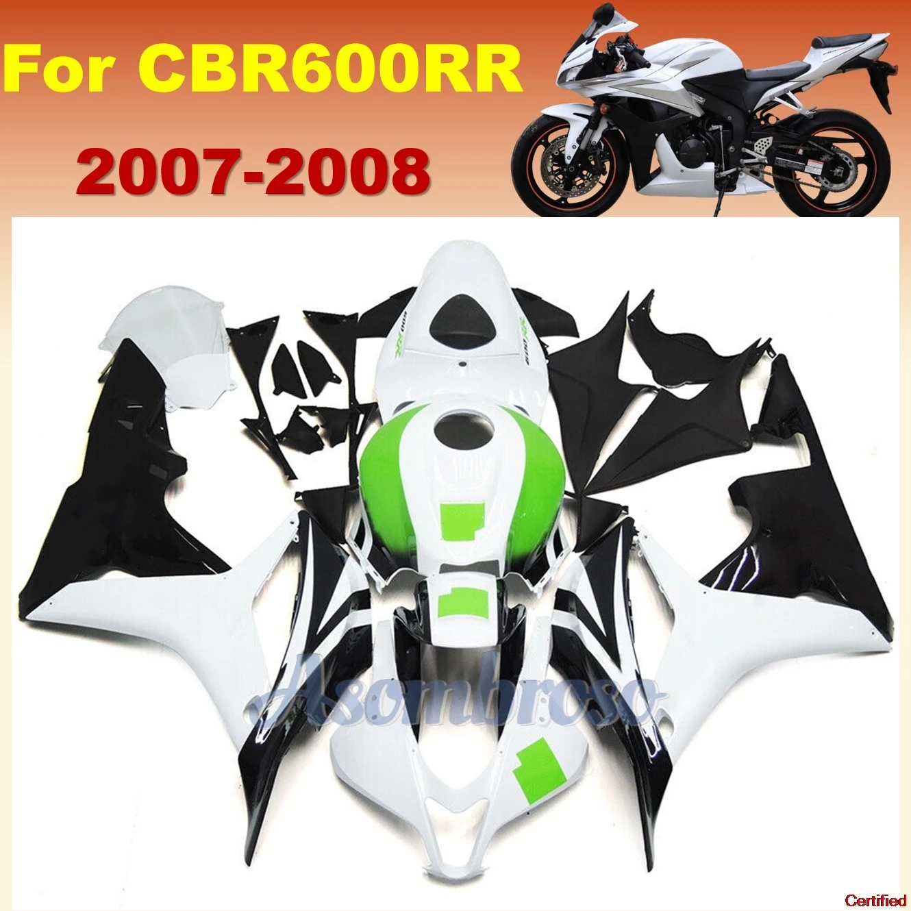 

Комплекты обтекателей подходят для CBR600RR 2007 2008 CBR600 RR F5 07 08 CBR 600RR, детали для модернизации мотоциклов, черный/белый, зеленый CN