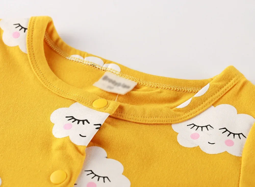 Newborn Infant Baby Girls 2pcs Clothes Set Spring Autumn Long Sleeve Clouds Printed Romper Jumpsuit with Hairband Toddler Outfit