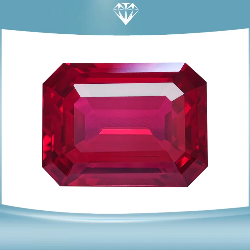Lab Grown Ruby Emerald Cut Pigeon Blood Red Gemstone for Charms DIY Ring Necklace Earrings Materials Selectable AGL Certificate
