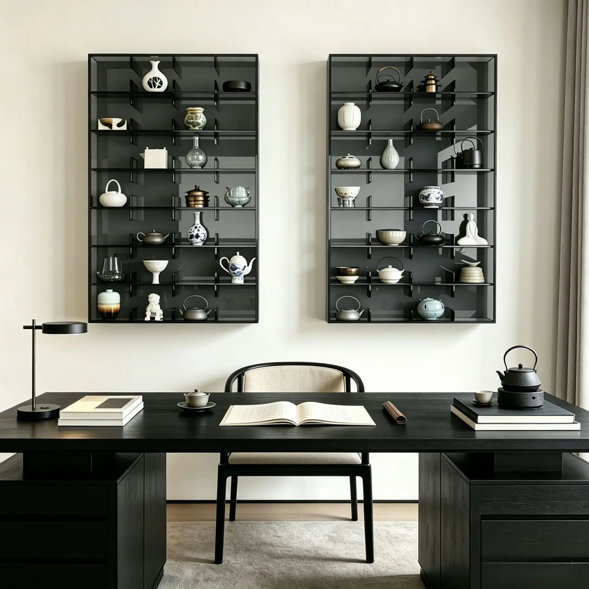 Acrylic antique rack, wall-mounted Chinese-style multi-compartment storage rack, tea set storage cabinet, Duobao Pavilion
