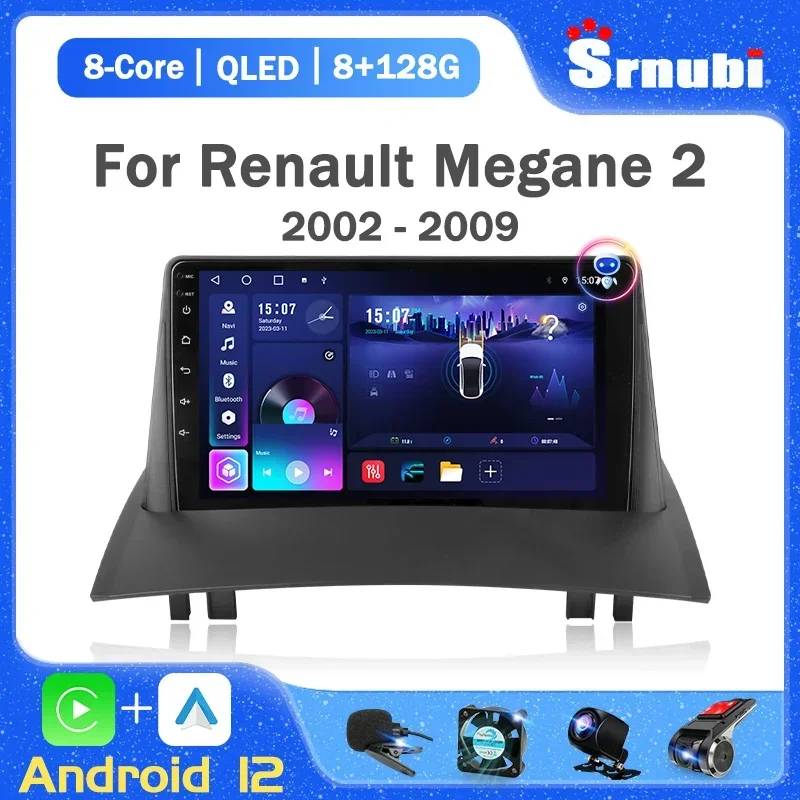 

Для Renault Megane 2 2002-2009 Android 12 Carplay Авто Радио Мультимедийный Видеоплеер 2Din Навигация GPS DVD Стереодинамики