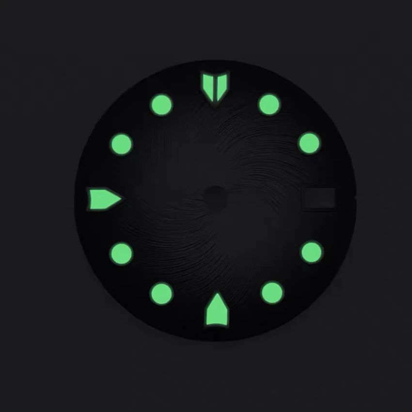 28.5mm Dial Fit NH34 NH35 Movements Watch Accessory, Green Luminous Feature Fit 3 O'Clock Crown