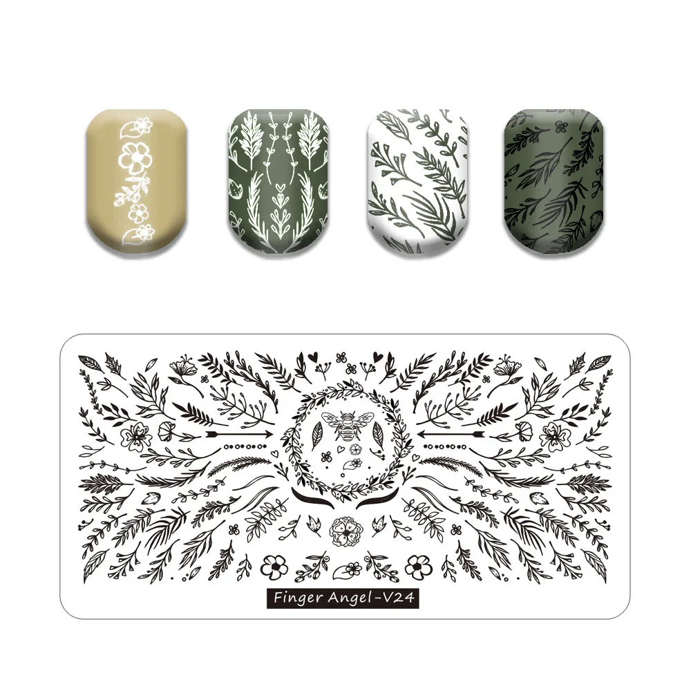 1Pcs Geometry Nail Stamping Plates Lines Animal Fruits Theme Template Plate Mold Flower Leaf Lace Nail Art Stencil Tools Letter