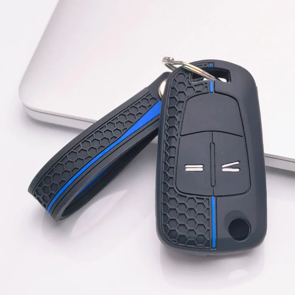 Key Fob Cover for Opel Astra Corsa Insignia Zafira Mokka Adam with Keychain Anti-Scratch Shockproof Soft Grip Button Friendly