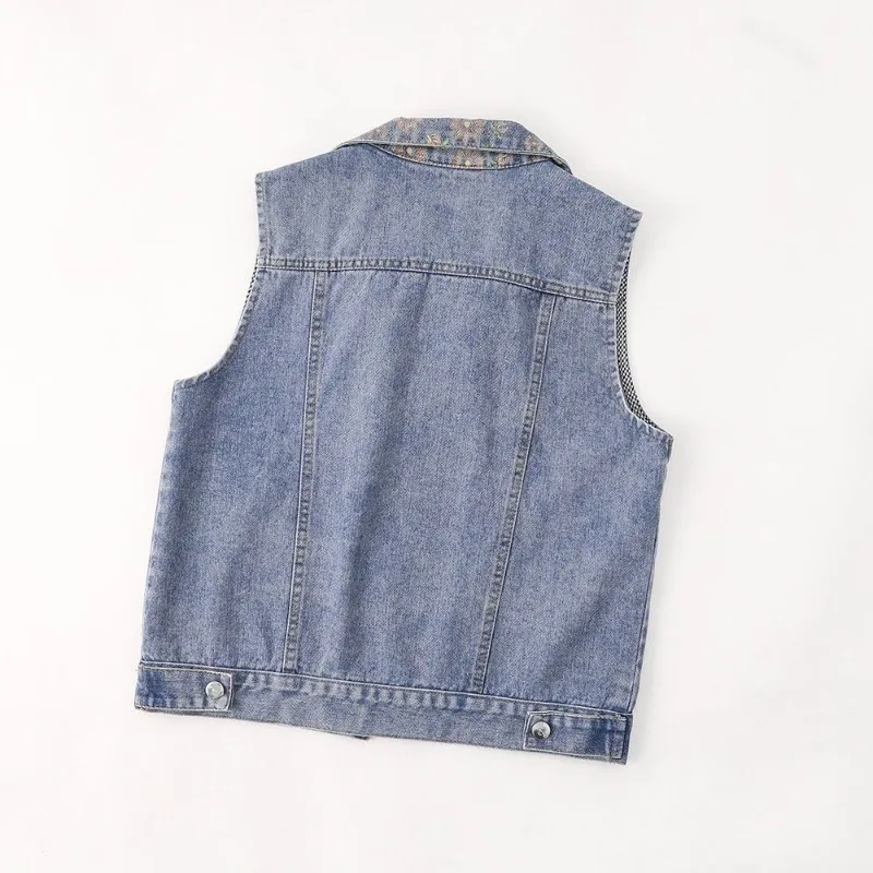 

Trendy Women's Denim Vest 2025 Slimming All Match Printed Jacket for Spring Autumn​
