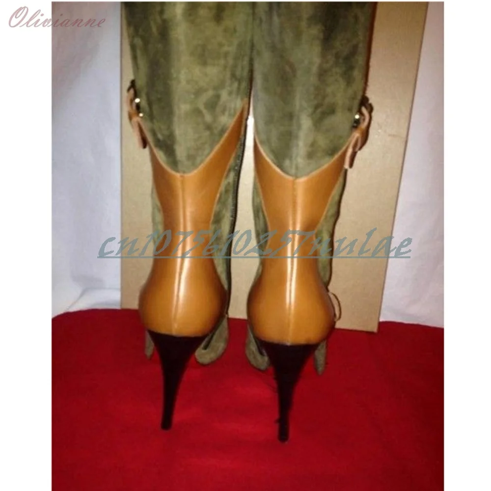 Mutilcolor Fibbia Cintura Cintura Stivali a metà polpaccio Elegante Retro Stiletto Tacco alto Hot Girl Sexy 2026 Primavera Scarpe da donna Para Mujere