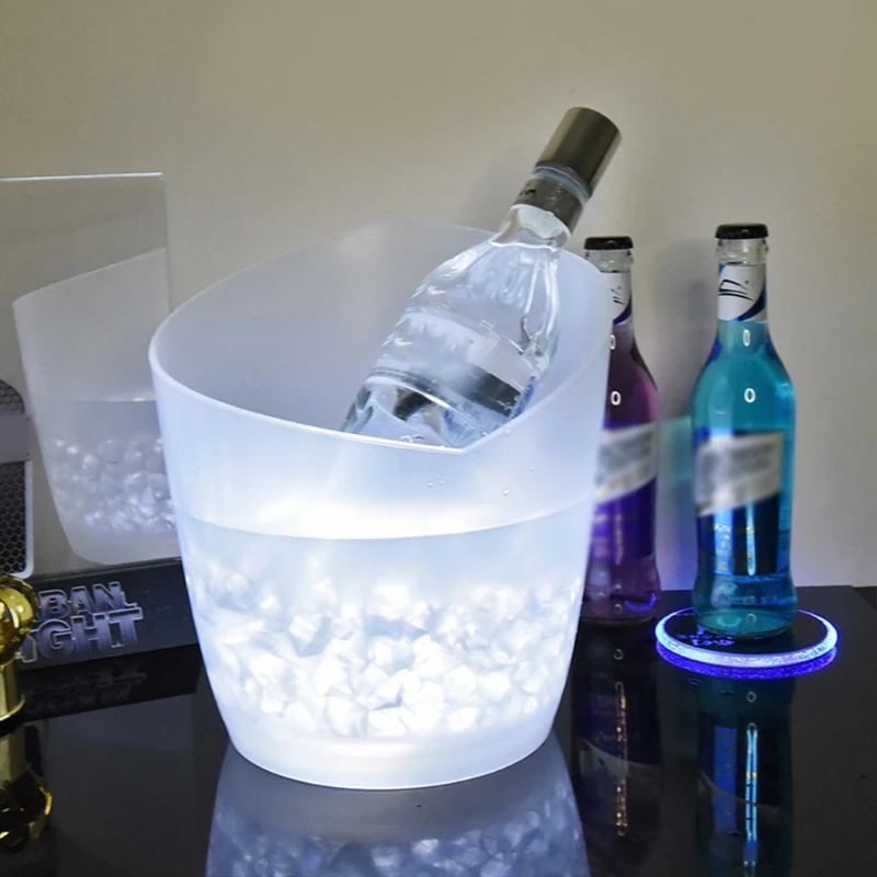 

Colorful LED Oblique Luminous Ice Bucket Bar Wine Trough Water Entertainment Stand Wine Holder Glass Wine Bottle Cooler Dropship