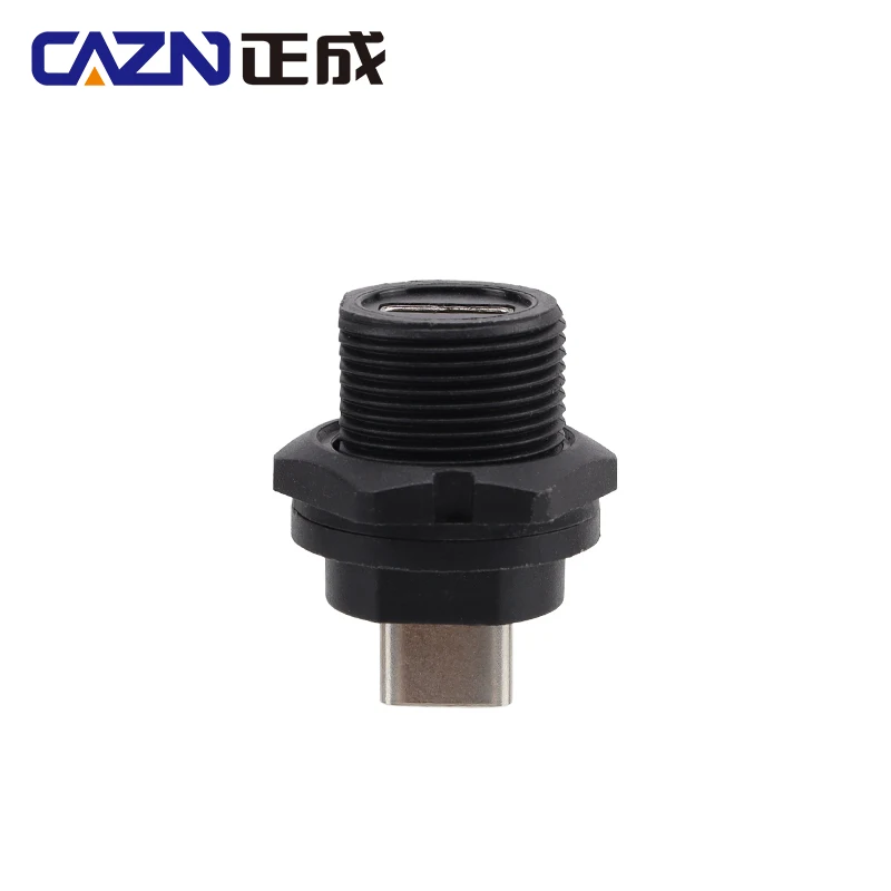 CAZN Waterproof IP67 IP68 Type C Female to Female PFC Rear Mount Receptacle Threaded-type Type-C 3.1 10GB