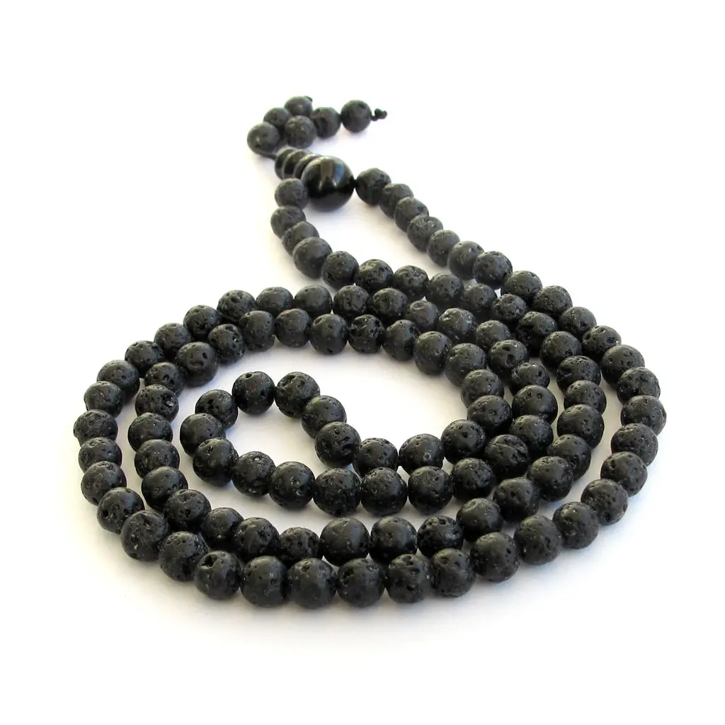 

6mm Black Volcano 108 Beads Mala Necklace Prayer Wrap Relief Teens Link Yoga Mala Party Unisex Women Men